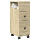 vidaXL Narrow Bathroom Cabinet with Wheels Sonoma Oak Engineered Wood