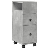 vidaXL Narrow Bathroom Cabinet with Wheels Concrete Grey Engineered Wood