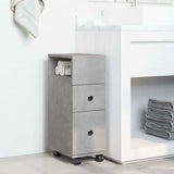 vidaXL Narrow Bathroom Cabinet with Wheels Concrete Grey Engineered Wood