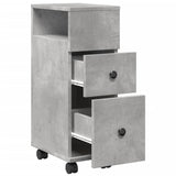 vidaXL Narrow Bathroom Cabinet with Wheels Concrete Grey Engineered Wood