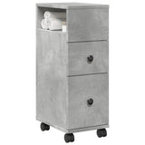 vidaXL Narrow Bathroom Cabinet with Wheels Concrete Grey Engineered Wood