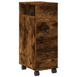 vidaXL Narrow Bathroom Cabinet with Wheels Smoked Oak Engineered Wood