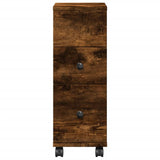 vidaXL Narrow Bathroom Cabinet with Wheels Smoked Oak Engineered Wood