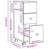 vidaXL Narrow Bathroom Cabinet with Wheels Smoked Oak Engineered Wood