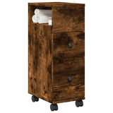 vidaXL Narrow Bathroom Cabinet with Wheels Smoked Oak Engineered Wood