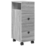 vidaXL Narrow Bathroom Cabinet with Wheels Grey Sonoma Engineered Wood