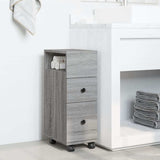 vidaXL Narrow Bathroom Cabinet with Wheels Grey Sonoma Engineered Wood