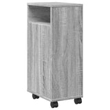 vidaXL Narrow Bathroom Cabinet with Wheels Grey Sonoma Engineered Wood