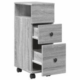 vidaXL Narrow Bathroom Cabinet with Wheels Grey Sonoma Engineered Wood