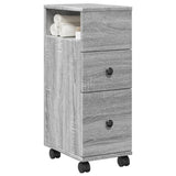 vidaXL Narrow Bathroom Cabinet with Wheels Grey Sonoma Engineered Wood