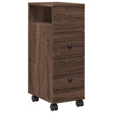 vidaXL Narrow Bathroom Cabinet with Wheels Brown Oak Engineered Wood