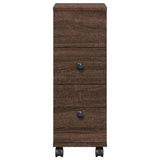 vidaXL Narrow Bathroom Cabinet with Wheels Brown Oak Engineered Wood