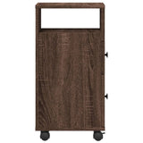 vidaXL Narrow Bathroom Cabinet with Wheels Brown Oak Engineered Wood