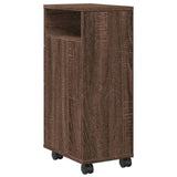 vidaXL Narrow Bathroom Cabinet with Wheels Brown Oak Engineered Wood