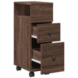 vidaXL Narrow Bathroom Cabinet with Wheels Brown Oak Engineered Wood