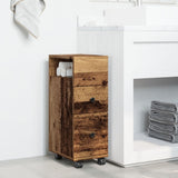 vidaXL Narrow Bathroom Cabinet with Wheels Old Wood Engineered Wood