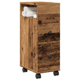 vidaXL Narrow Bathroom Cabinet with Wheels Old Wood Engineered Wood