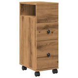 vidaXL Narrow Bathroom Cabinet with Wheels Artisian Oak Engineered Wood