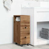 vidaXL Narrow Bathroom Cabinet with Wheels Artisian Oak Engineered Wood