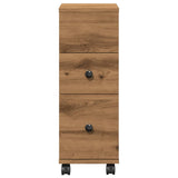 vidaXL Narrow Bathroom Cabinet with Wheels Artisian Oak Engineered Wood