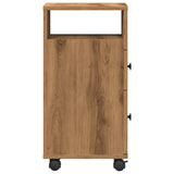 vidaXL Narrow Bathroom Cabinet with Wheels Artisian Oak Engineered Wood