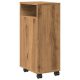 vidaXL Narrow Bathroom Cabinet with Wheels Artisian Oak Engineered Wood