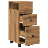 vidaXL Narrow Bathroom Cabinet with Wheels Artisian Oak Engineered Wood