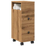 vidaXL Narrow Bathroom Cabinet with Wheels Artisian Oak Engineered Wood