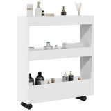 vidaXL Narrow Storage Trolley 3 Tier White Engineered Wood