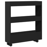 vidaXL Narrow Storage Trolley 3 Tier Black Engineered Wood