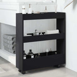 vidaXL Narrow Storage Trolley 3 Tier Black Engineered Wood