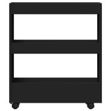 vidaXL Narrow Storage Trolley 3 Tier Black Engineered Wood