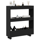 vidaXL Narrow Storage Trolley 3 Tier Black Engineered Wood