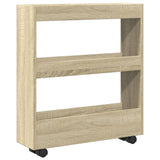 vidaXL Narrow Storage Trolley 3 Tier Sonoma Oak Engineered Wood