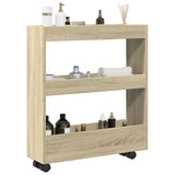 vidaXL Narrow Storage Trolley 3 Tier Sonoma Oak Engineered Wood