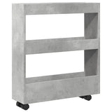 vidaXL Narrow Storage Trolley 3 Tier Concrete Grey Engineered Wood