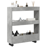 vidaXL Narrow Storage Trolley 3 Tier Concrete Grey Engineered Wood