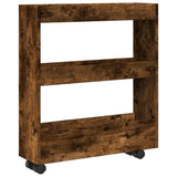 vidaXL Narrow Storage Trolley 3 Tier Smoked Oak Engineered Wood