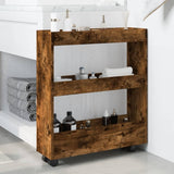 vidaXL Narrow Storage Trolley 3 Tier Smoked Oak Engineered Wood