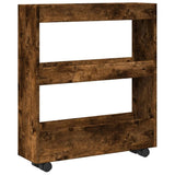 vidaXL Narrow Storage Trolley 3 Tier Smoked Oak Engineered Wood