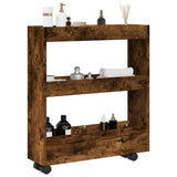 vidaXL Narrow Storage Trolley 3 Tier Smoked Oak Engineered Wood