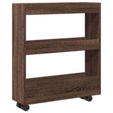 vidaXL Narrow Storage Trolley 3 Tier Brown Oak Engineered Wood