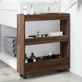 vidaXL Narrow Storage Trolley 3 Tier Brown Oak Engineered Wood