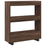 vidaXL Narrow Storage Trolley 3 Tier Brown Oak Engineered Wood