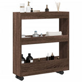 vidaXL Narrow Storage Trolley 3 Tier Brown Oak Engineered Wood