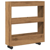 vidaXL Narrow Storage Trolley 3 Tier Artisian Oak Engineered Wood