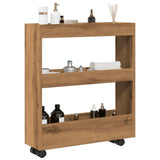 vidaXL Narrow Storage Trolley 3 Tier Artisian Oak Engineered Wood