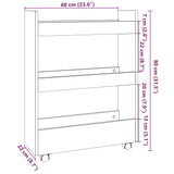 vidaXL Narrow Storage Trolley 3 Tier White Engineered Wood