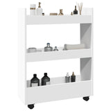 vidaXL Narrow Storage Trolley 3 Tier White Engineered Wood