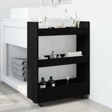 vidaXL Narrow Storage Trolley 3 Tier Black Engineered Wood